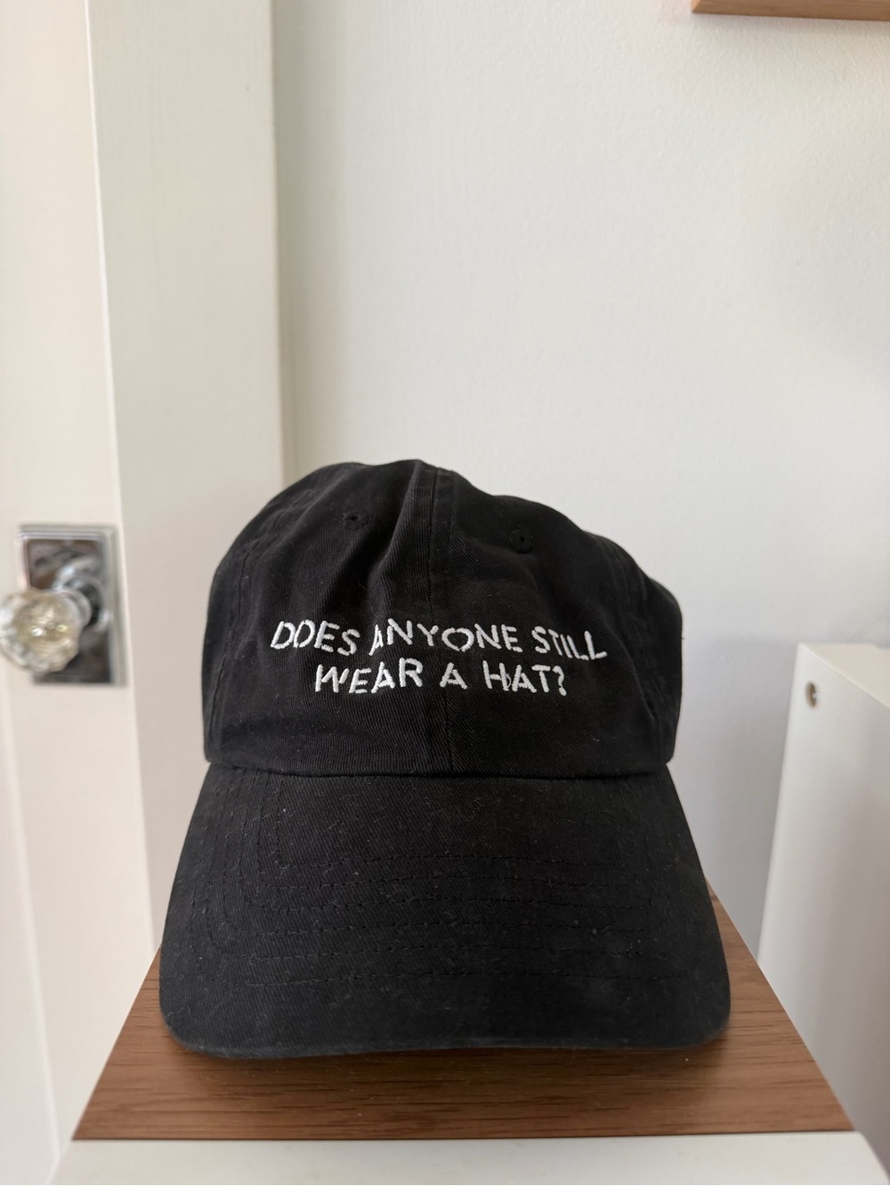 Broadway merch - "DOES ANYONE STILL WEAR A HAT?"